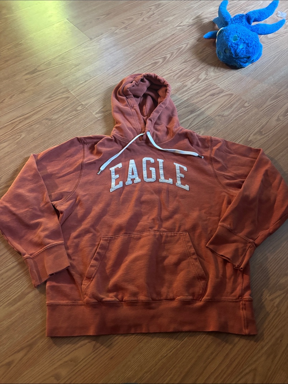 American Eagle Outfitters Orange Hooded Sweatshirt with White Logo